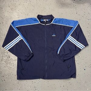 Y2K 2000s Adidas Windbreaker Track Jacket Streetwear Blue SZ XL